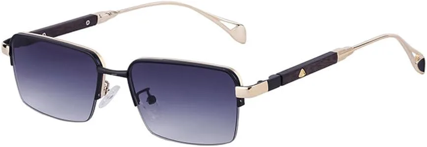 

2027 Металлические женские солнцезащитные очки в стиле ретро без оправы, сине-коричневые, мужские очки для вождения, защита от УФ-излучения UV400 MTZJH, 1