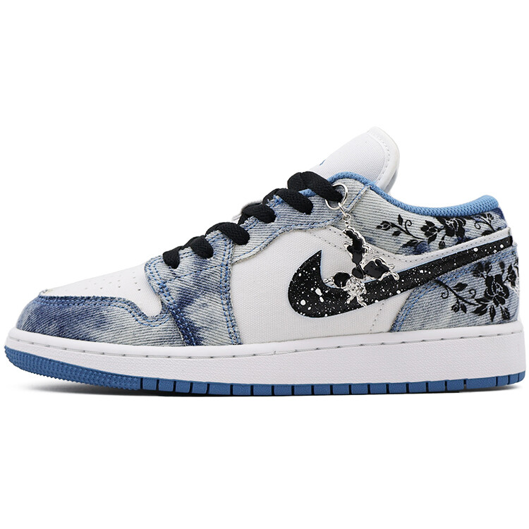 

Кроссовки Air Jordan 1 Vintage Basketball Shoes Women's Low-top Blue/black/white, белый/синий