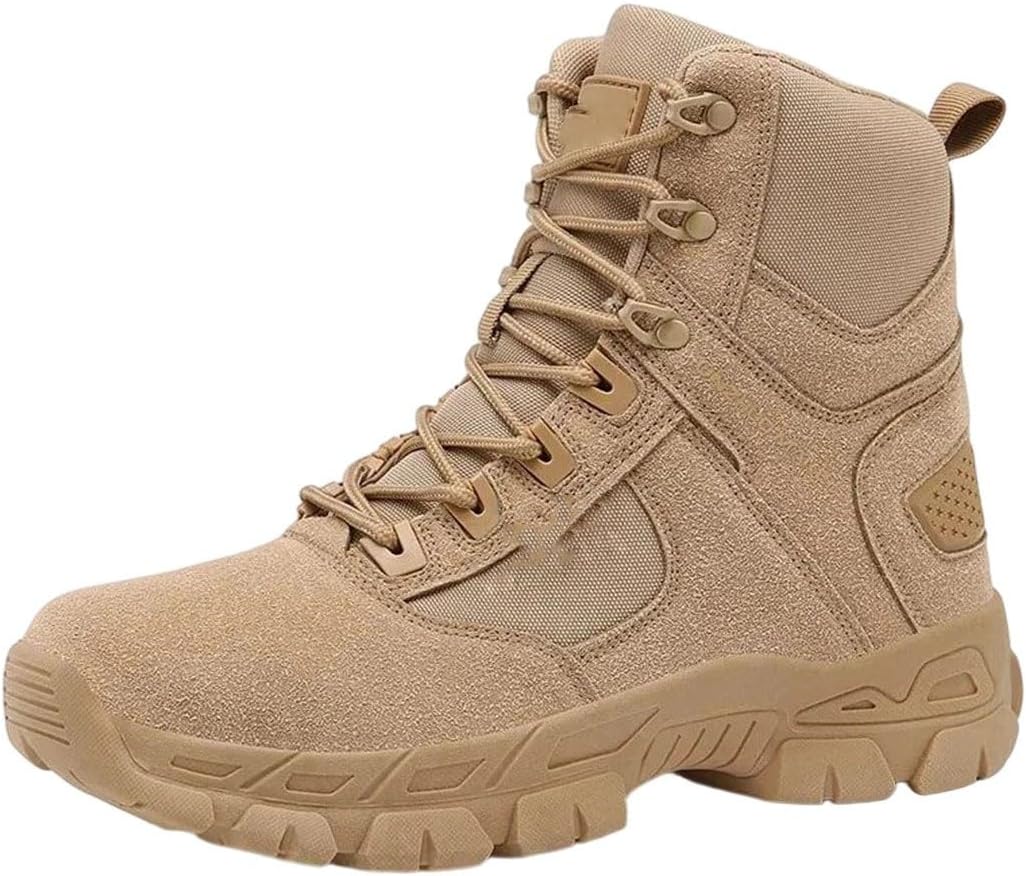 

Мужские водонепроницаемые ботинки для щиколотки, для пустыни, охоты, походов, на шнуровке, для мотоцикла и альпинизма Generic, бежевый