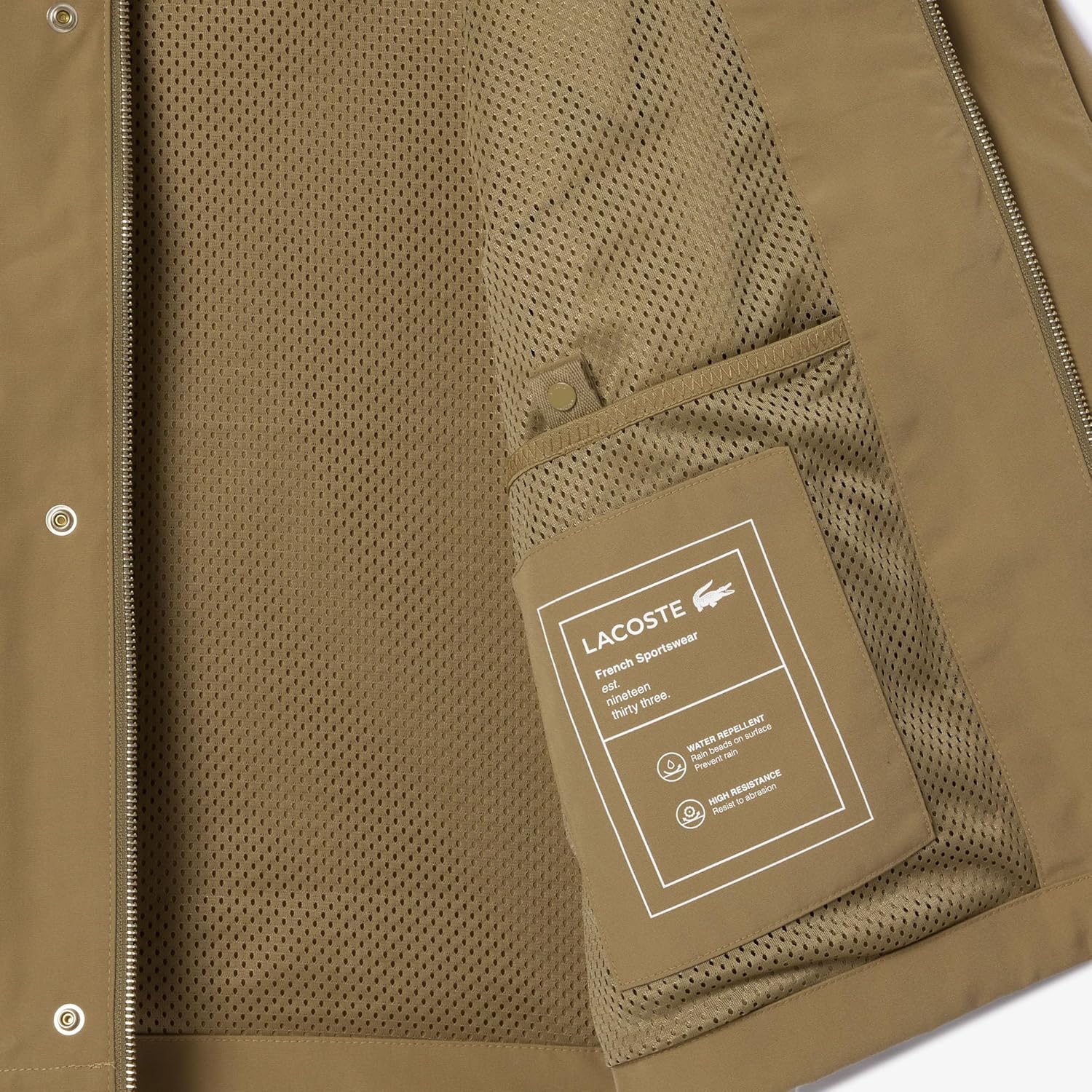 Lacoste мужская легкая короткая парка с карманами, Lion Beige — фото 4