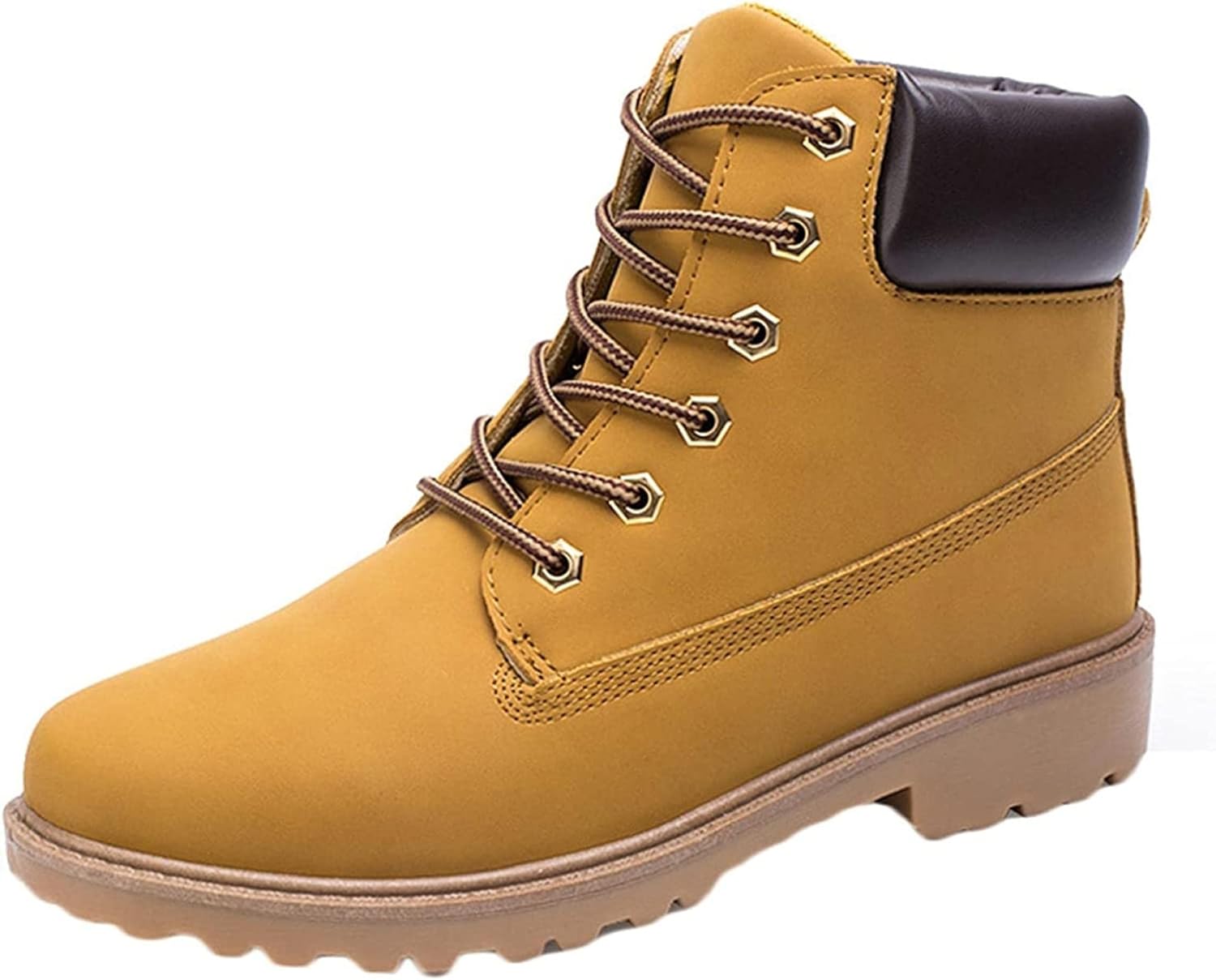 

Мужские ботинки Yiozoi на осень и зиму, с высокой шнуровкой до щиколотки, износостойкие, с круглым носком, утепленные и противоскользящие для прогулок на улице, желтый