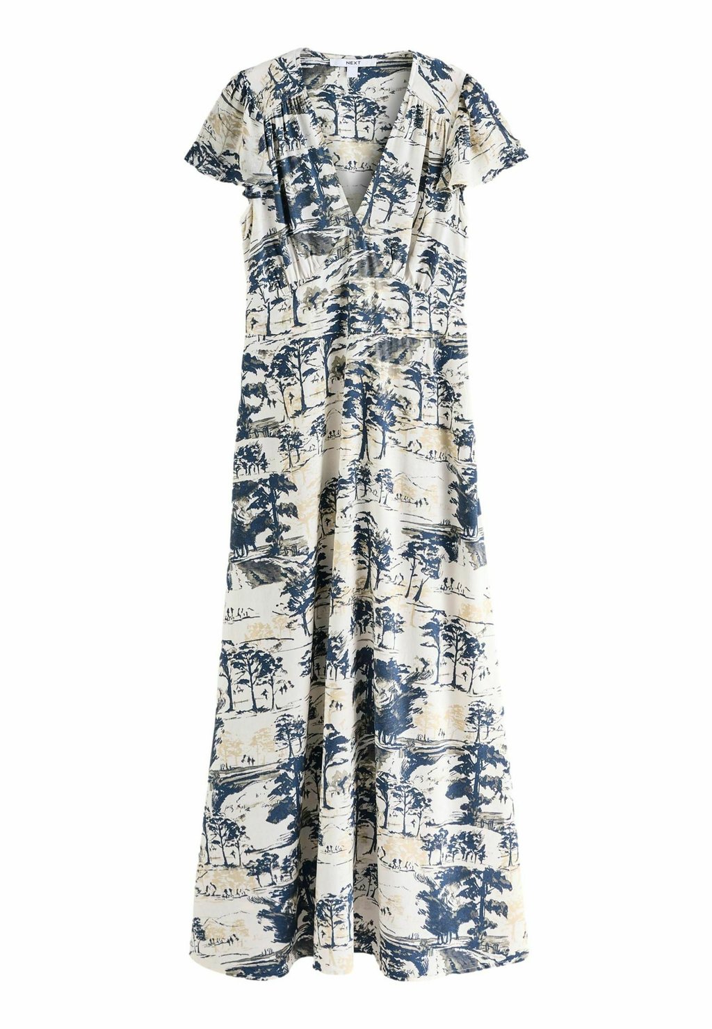 

Длинное платье FLUTTER SLEEVE TIE WAIST Next, бежевый