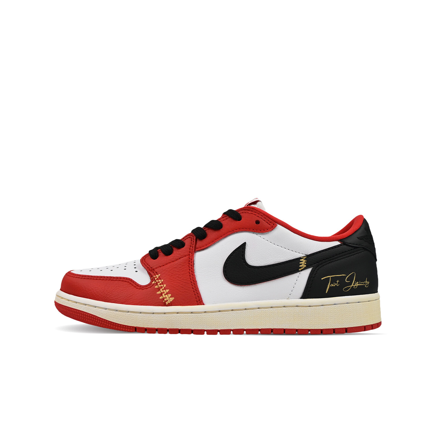 

Кроссовки Air Jordan 1 Vintage Basketball Shoes Unisex Low-top Red/Black/White, черный/оранжевый