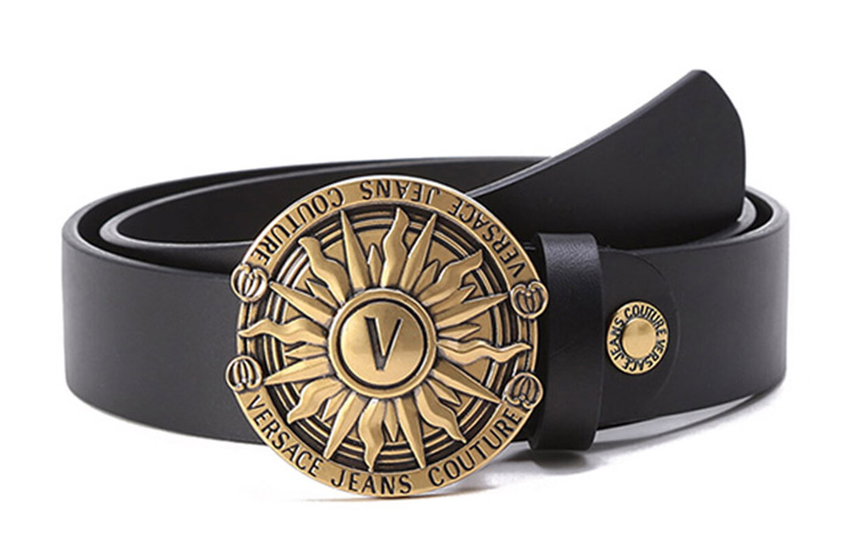 

VERSACE JEANS COUTURE Мужской кожаный ремень, Черный