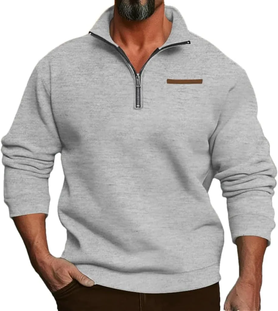 

Мужской флисовый пуловер с полумолнией и стойкой