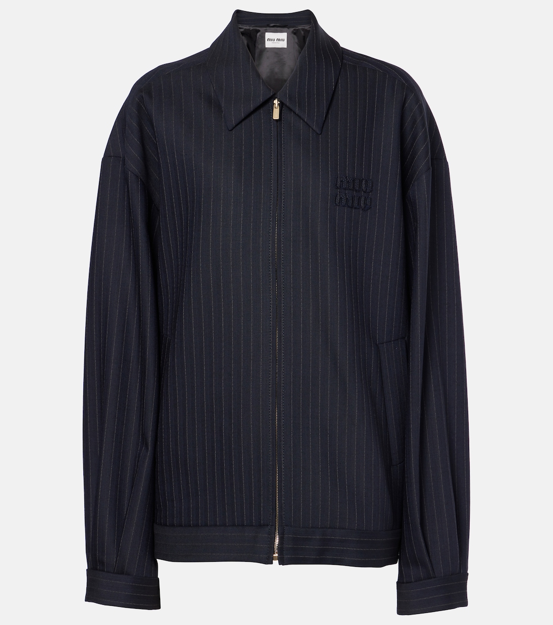 

Шерстяная куртка с логотипом Miu Miu, Bleu