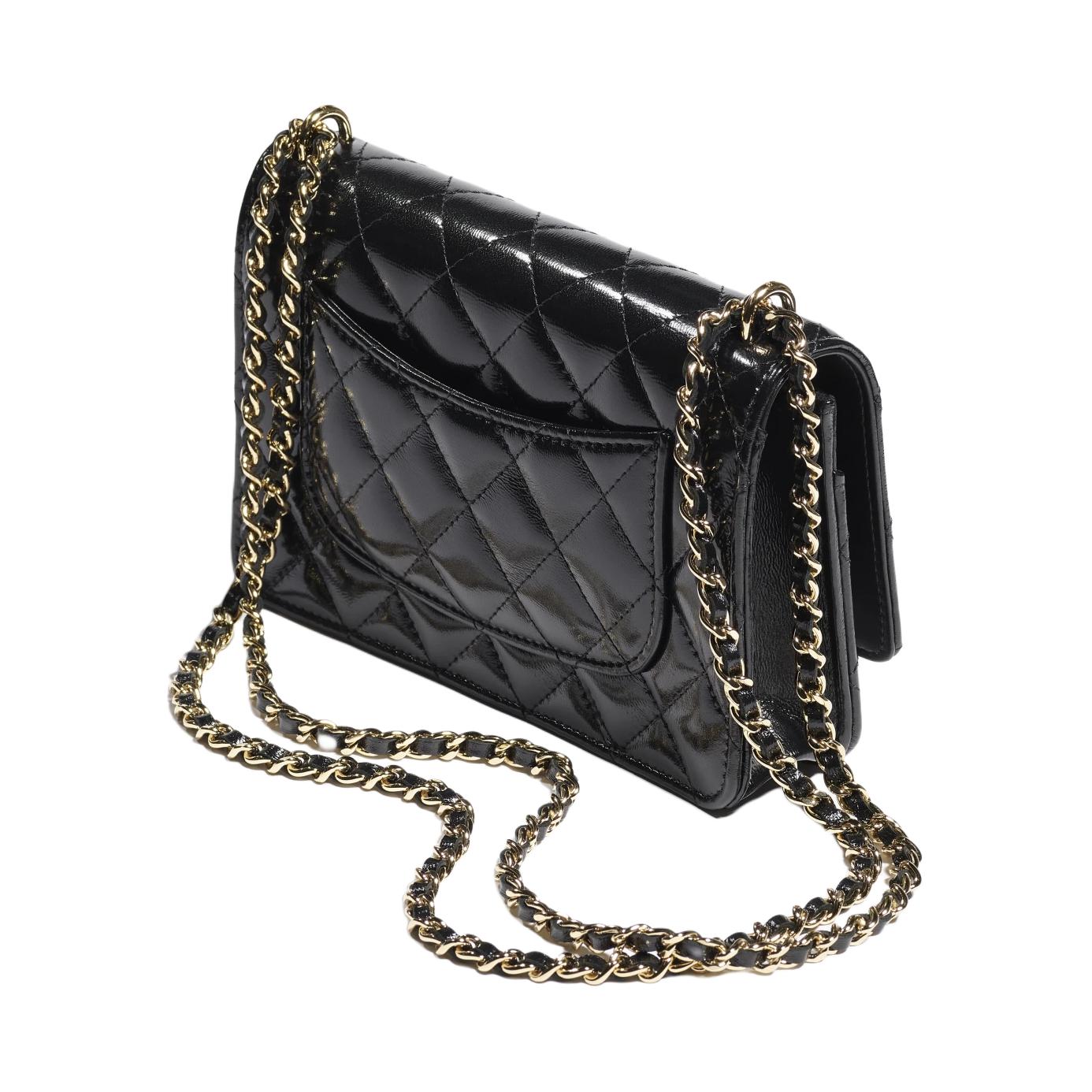 CHANEL Полированная кожаная сумка женская черная — фото 3