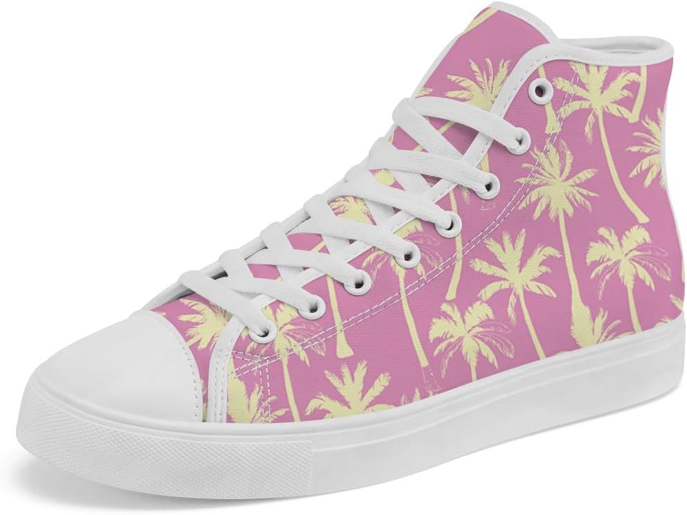 

Кроссовки Chebing Palm Tree High Top Canvas Shoes Tropical High Top для женщин и мужчин, розовый