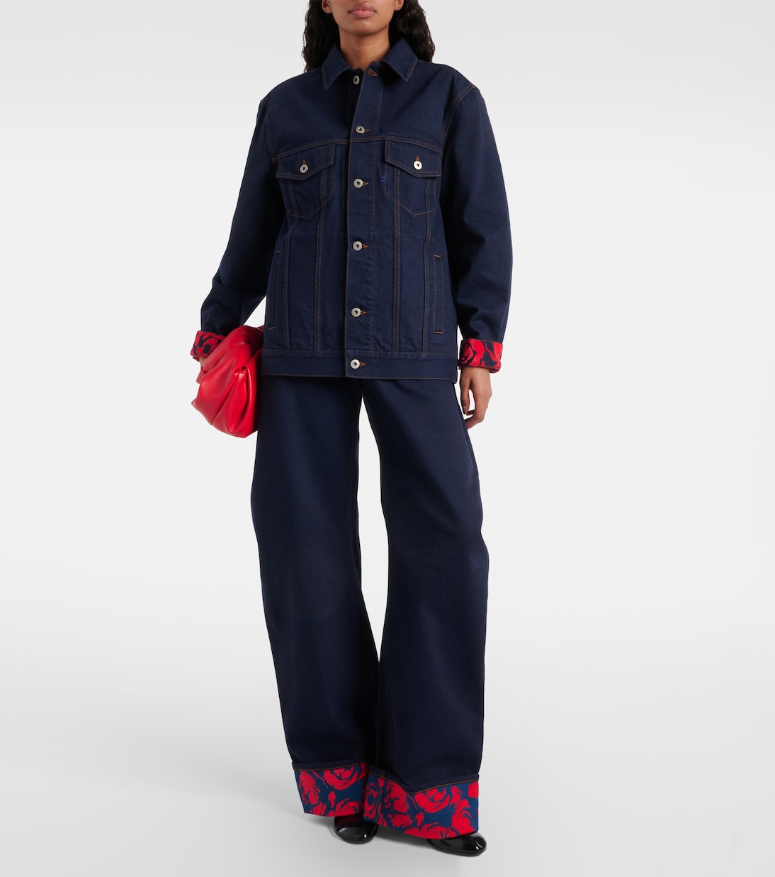Джинсы Burberry, женские, индиго, широкие штанины — фото 2