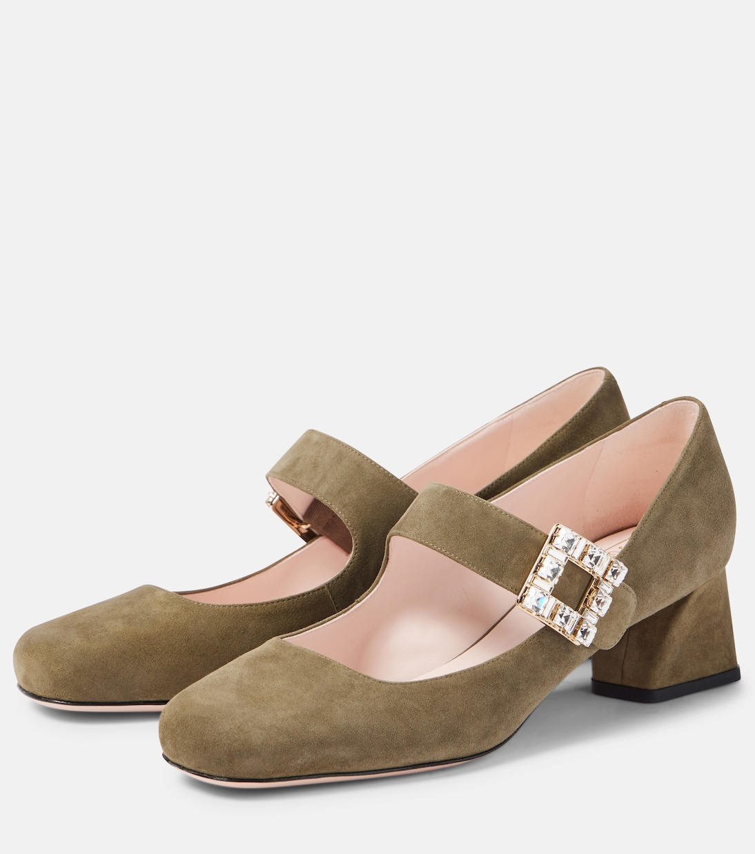 Замшевые туфли Trés Vivier 45 Roger Vivier, Olive Green — фото 4