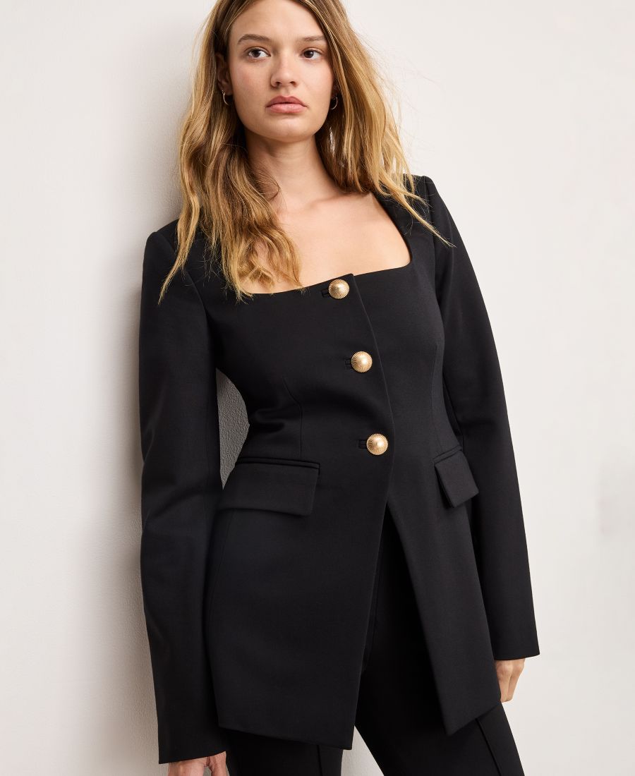 

Женская жакет с квадратным вырезом и длинными рукавами, стандартный и увеличенный размеры Good American, Black