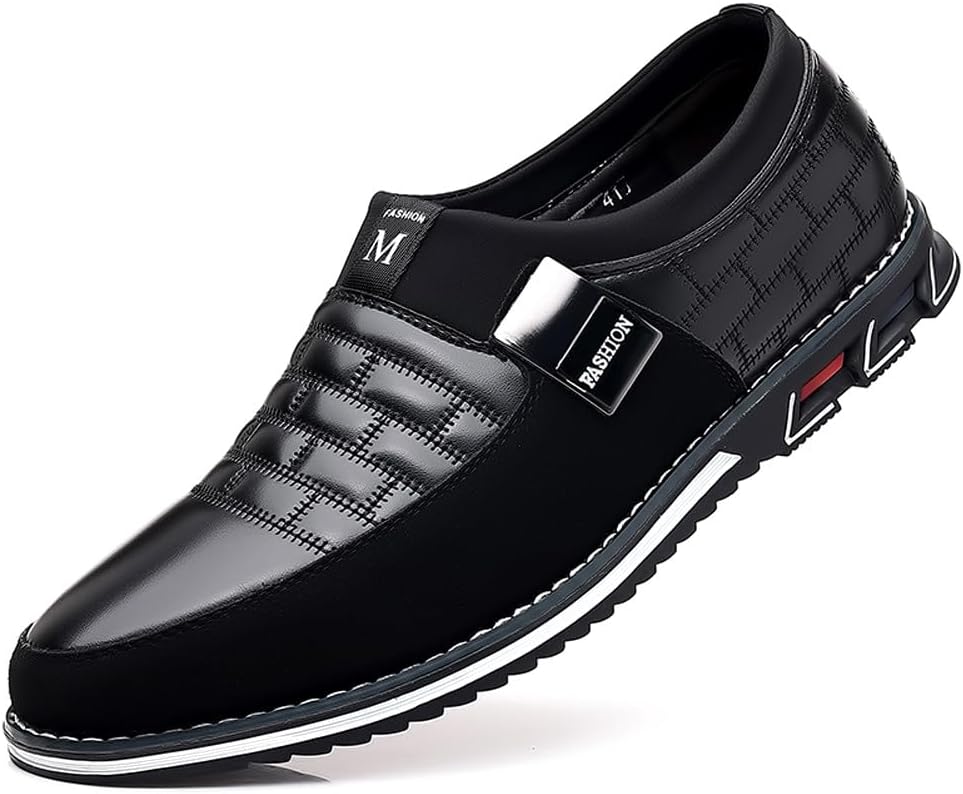 

Мужские премиальные повседневные оксфорды из ПУ с низким верхом, плоской подошвой, для бизнеса, прогулок и вождения Welrung, черный