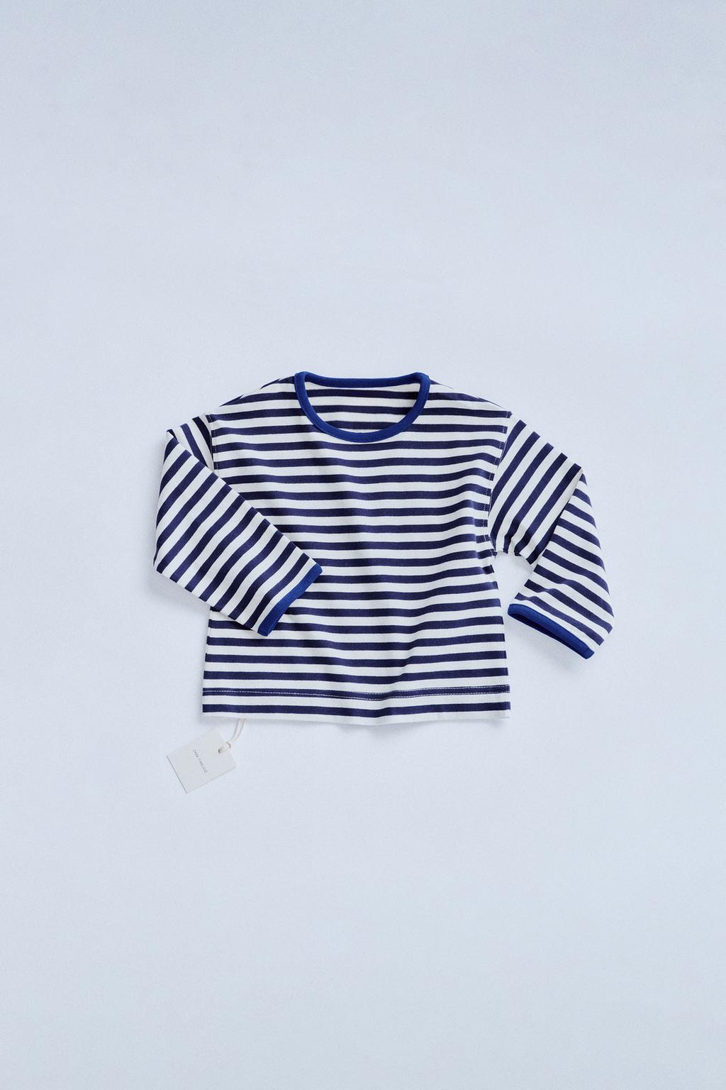 

Футболка в полоску с контрастной отделкой ZARA, синий