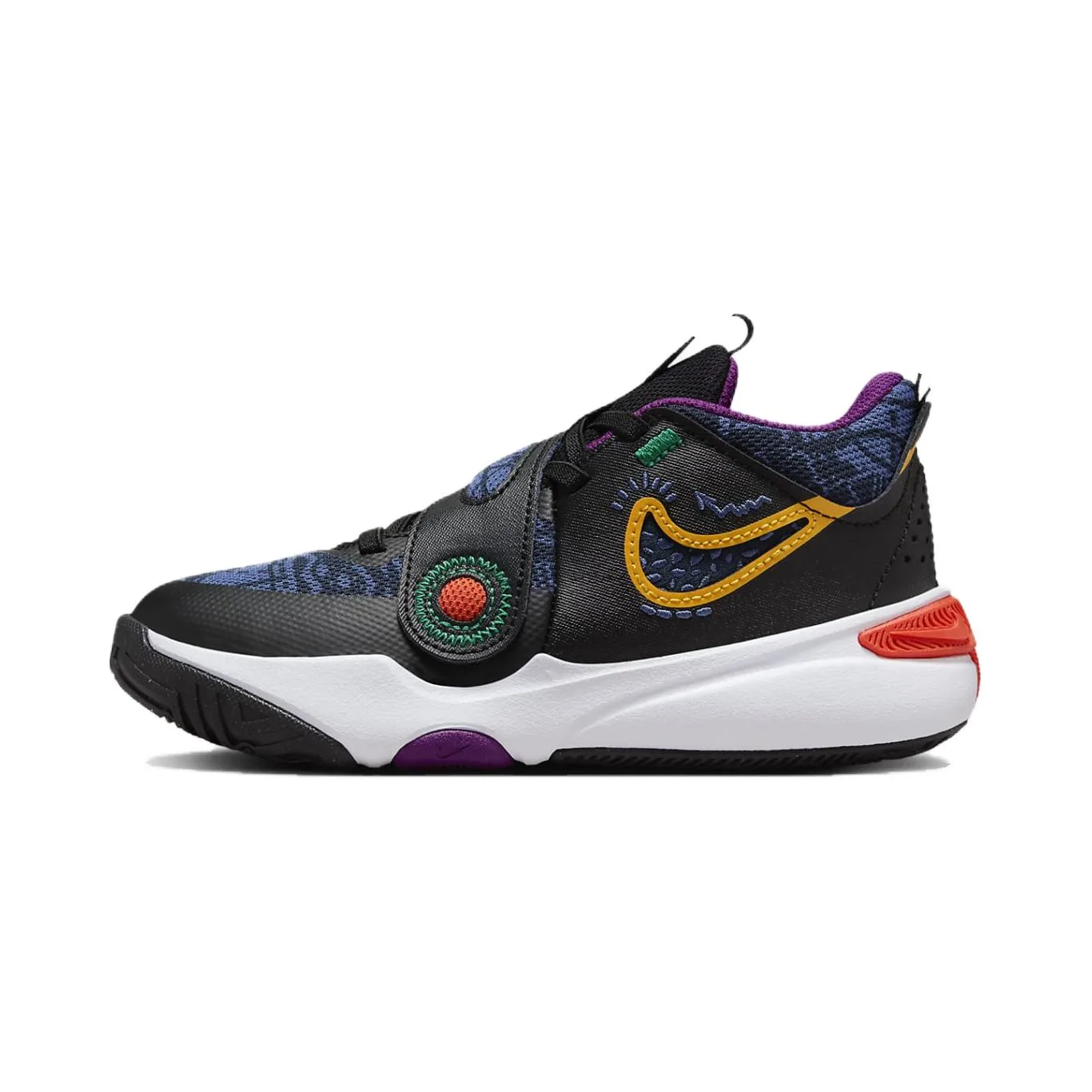 Nike Team Hustle D 11 противоскользящие износостойкие низкие кроссовки для детей черно-желтые