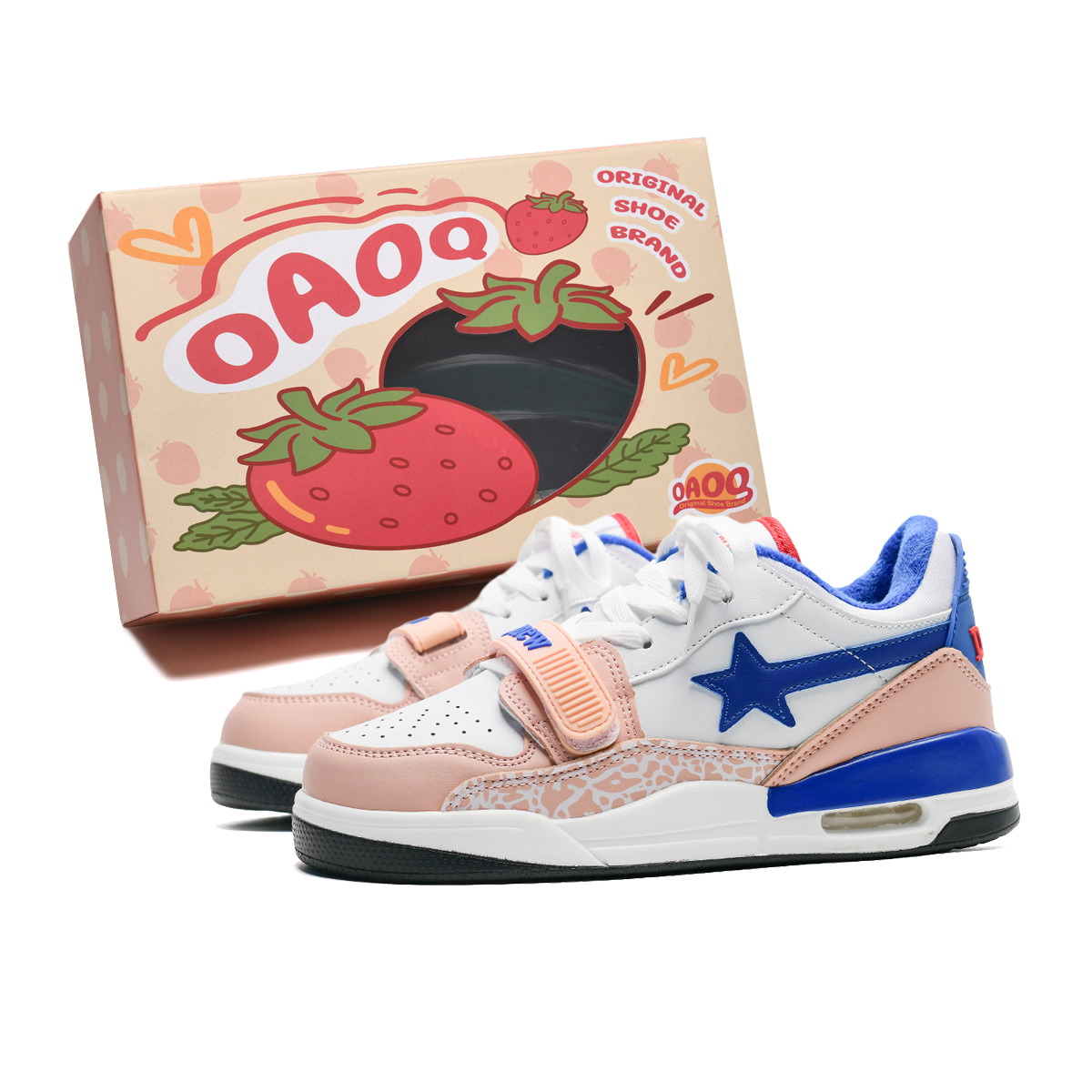 

OAOQ Износостойкие легкие дышащие лоу-топ скейтбордские кроссовки унисекс синий/розовый (с флисовой подкладкой), цвет Blue/Pink (Fleece-Lined)