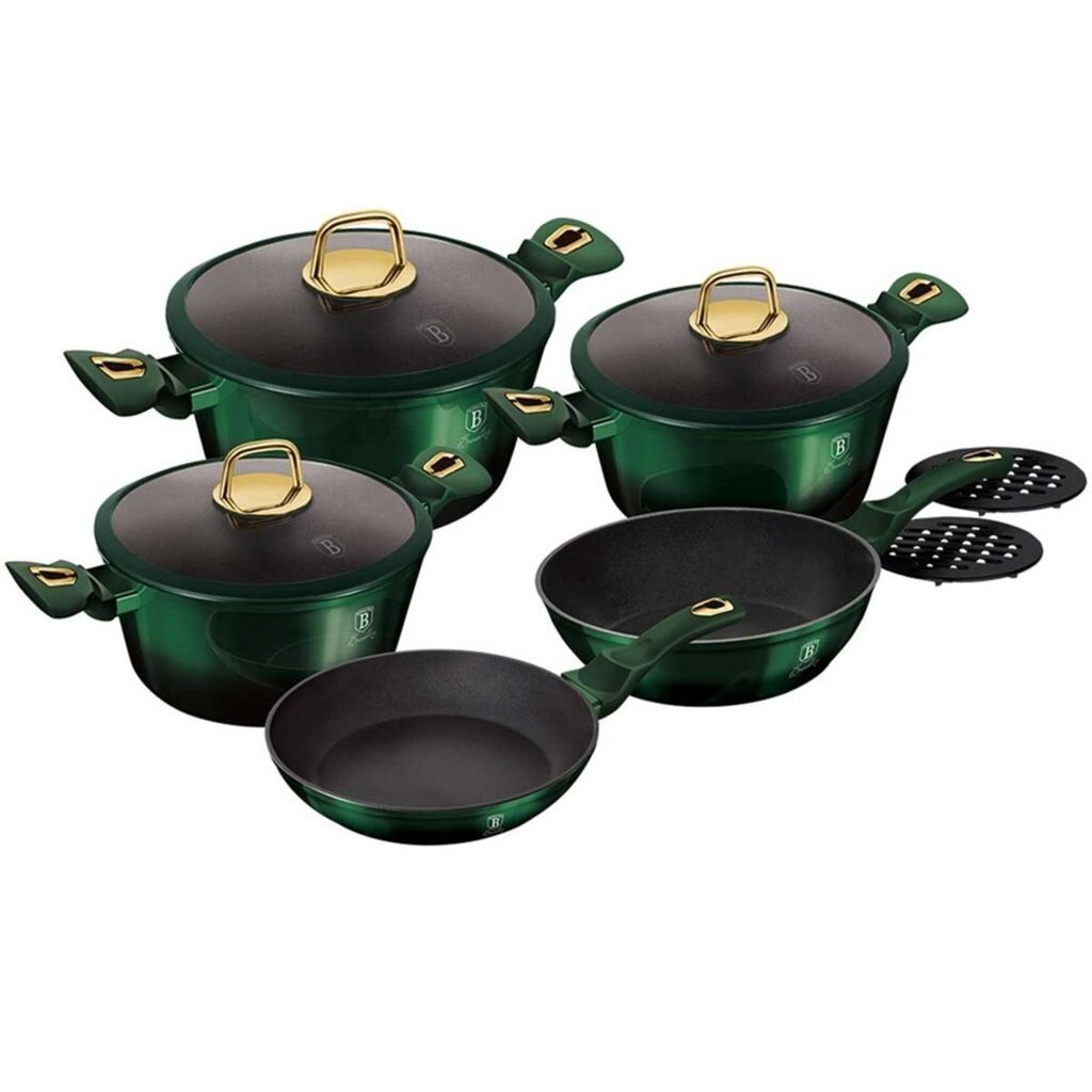 

Berlingerhaus Набор посуды с титановой поверхностью 10 шт. Изумрудная коллекция BH-6065, зеленый