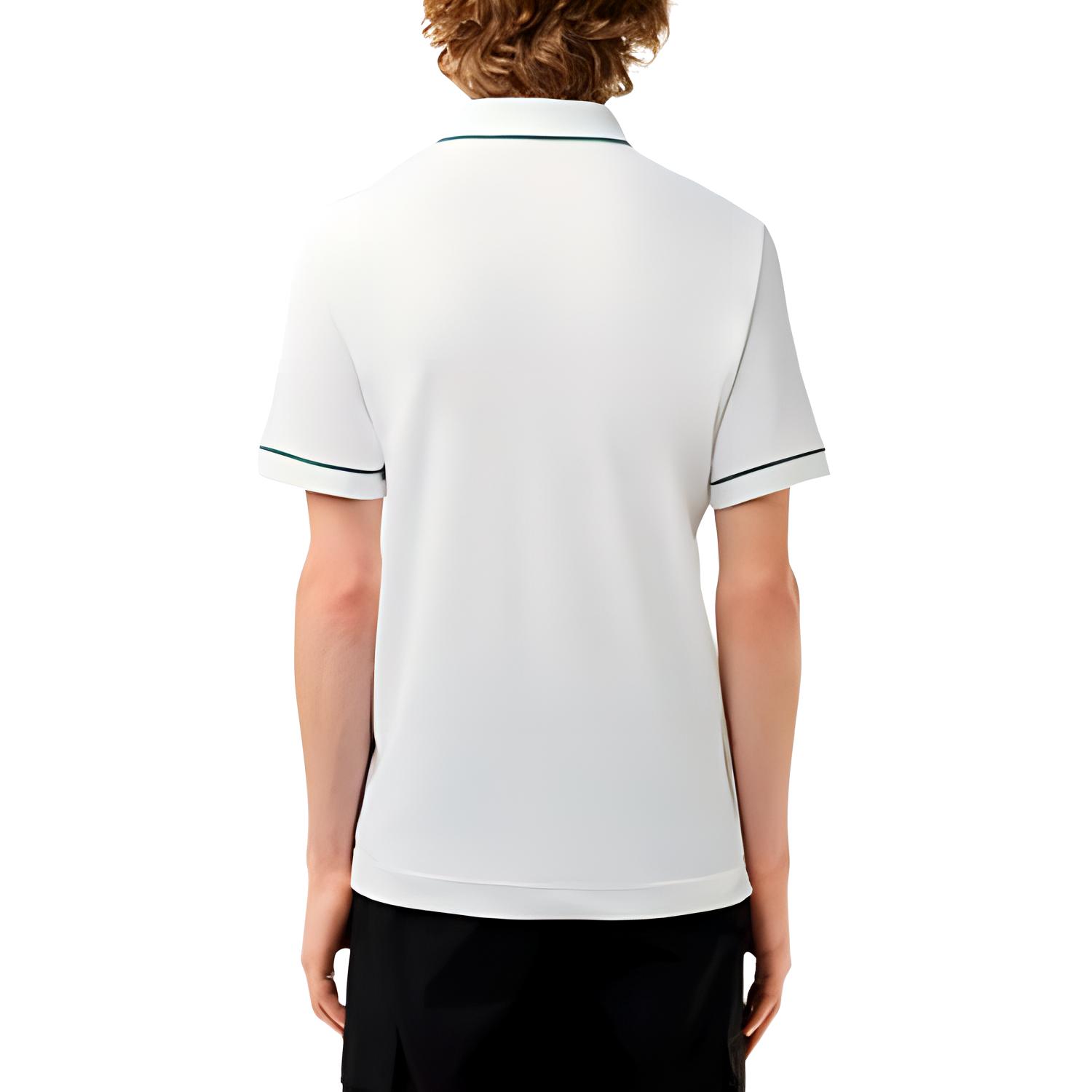 Поло с вышитым логотипом и контрастной отделкой LACOSTE, белый — фото 4