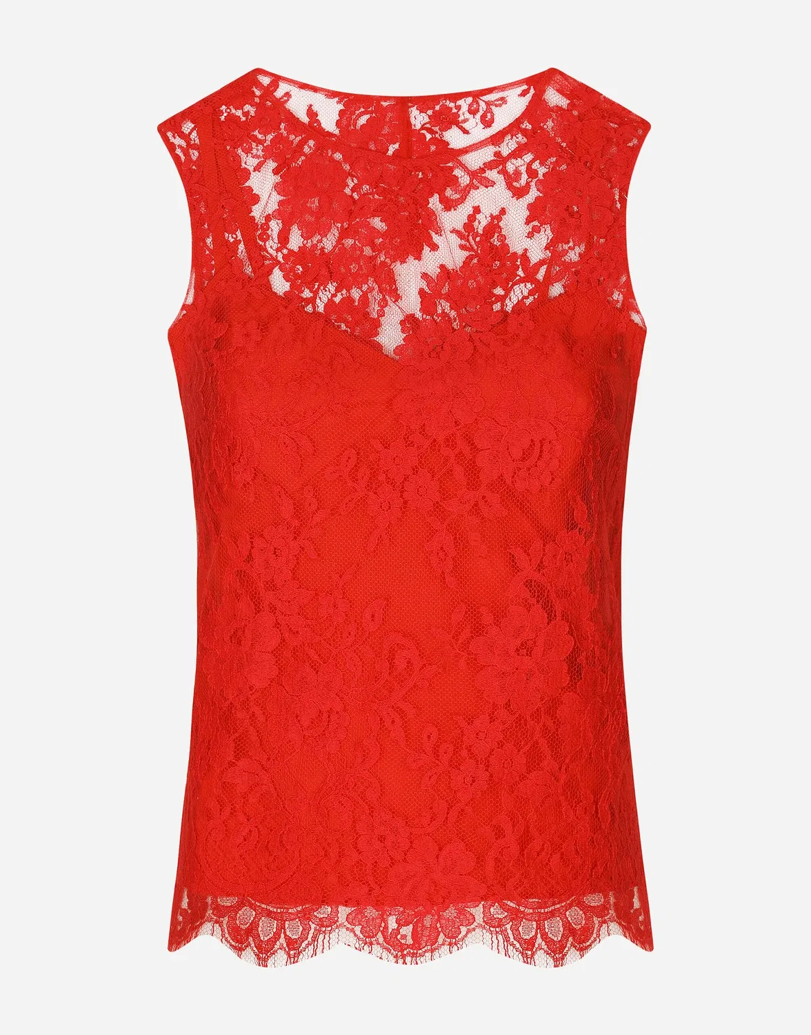 Топ из шантильи с цветочным кружевом Dolce&Gabbana, красный