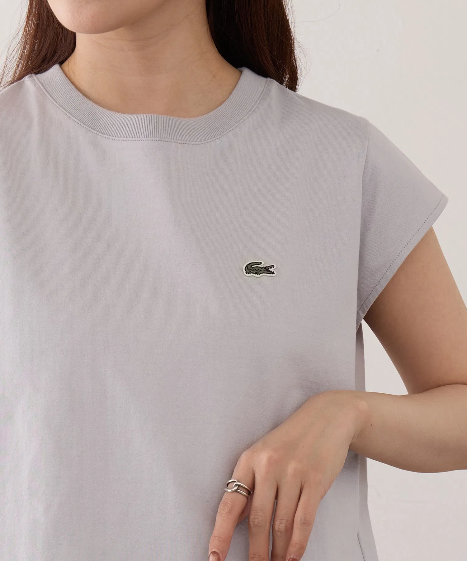 Футболка LACOSTE с коротким рукавом, женская, с логотипом, белая