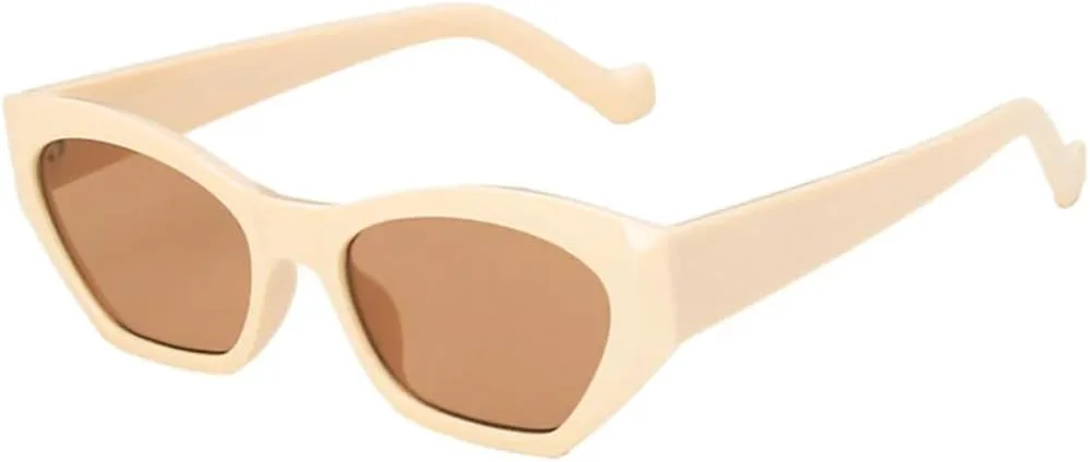 

Солнцезащитные очки «кошачий глаз» неправильной формы для женщин и мужчин, винтажные, прозрачные, конфетного цвета, модные, Polygon UV400 (бежевый) TVTBBVV, Beige Tea