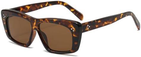 

Популярные модные квадратные солнцезащитные очки для женщин, ретро-очки с заклепками, мужские солнцезащитные очки «кошачий глаз», трендовые солнцезащитные очки MTZJH, Leopard Tea