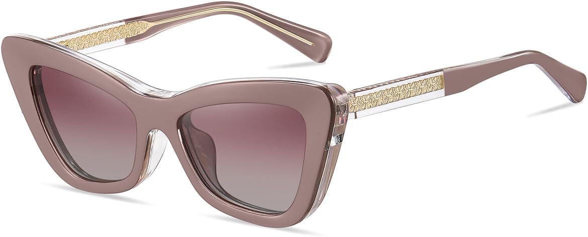 

Женские поляризованные солнцезащитные очки с магнитным креплением, заушники из ацетата Tr90 UV400, модные очки «кошачий глаз» с толстыми дужками weiyuchen, Cameo Pink Frame