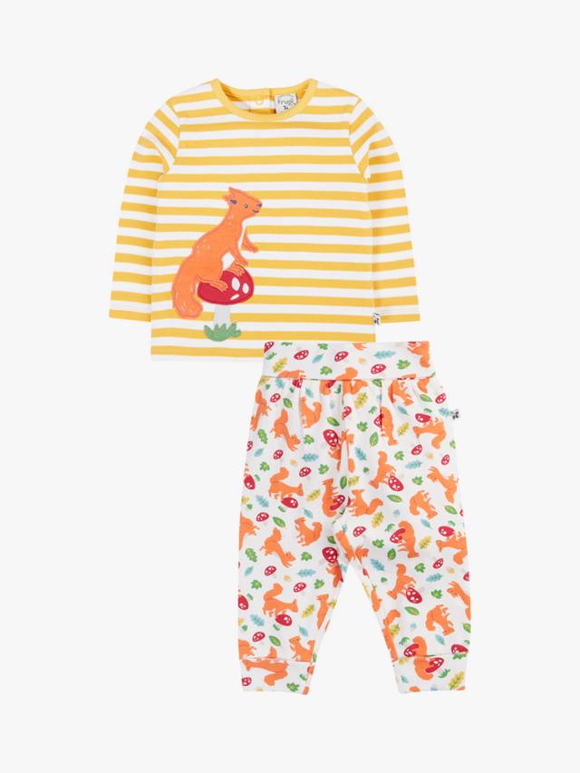 

Детский комплект Frankie: топ и джоггеры из хлопка Frugi, Bumblebee/Squirrel