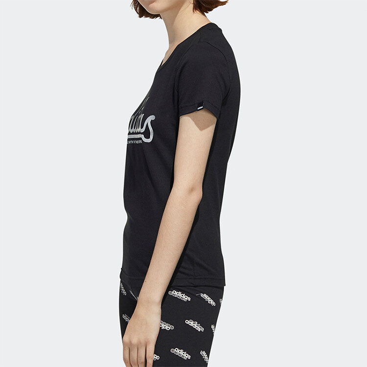 Футболка Adidas Alphabet Logo Printing Cotton Short Sleeve, черный — фото 4