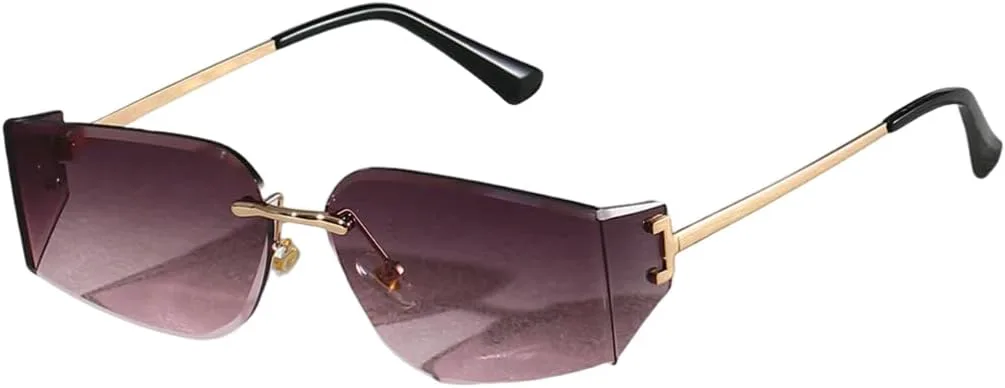 

Винтажные солнцезащитные очки без оправы, роскошные, неправильной формы, для женщин и мужчин, в стиле металл-панк, с защитой от УФ-излучения UV400 VFDHN, Gray Pink