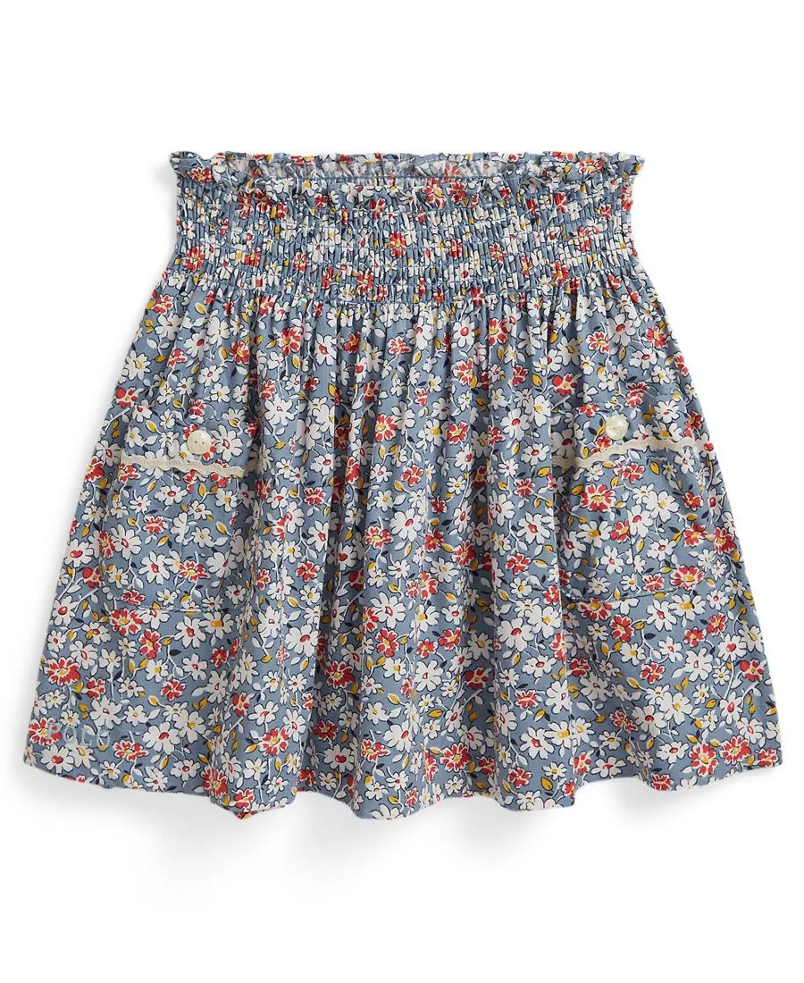 Детская юбка из поплина с цветочным принтом, размеры 2T-6X Polo Ralph Lauren, lydston floral синий