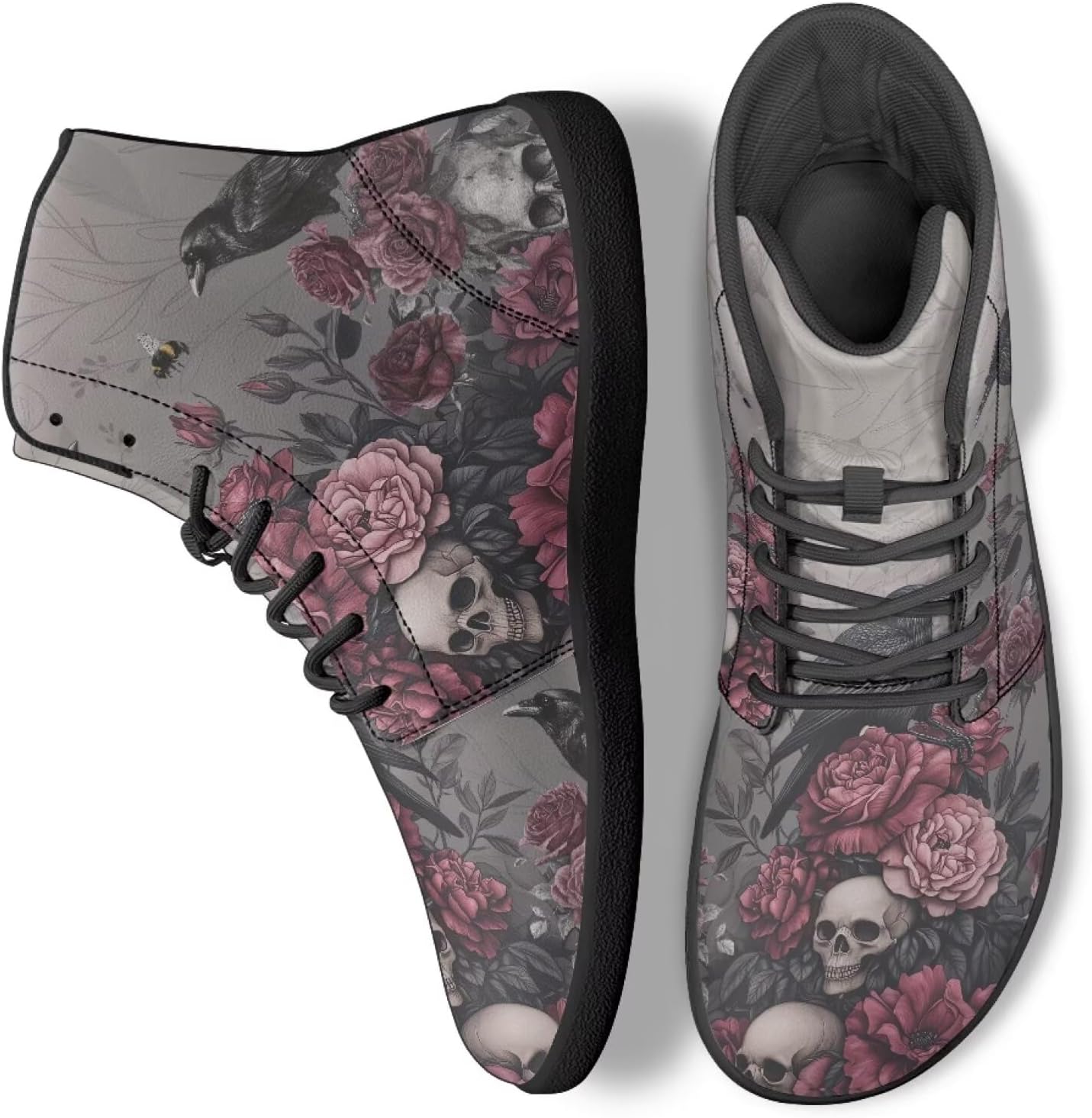 

Кроссовки Binienty с широкой колодкой, модные, женские и мужские, высокие, минималистичные, для босой ноги, легкие, для бега, Gothic Skull Crow