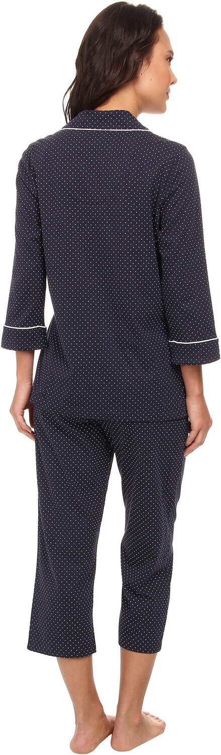 Пижамный комплект-капри Essentials Bingham Knits LAUREN Ralph Lauren, цвет Madeleine Dot Windsor Navy/White — фото 3