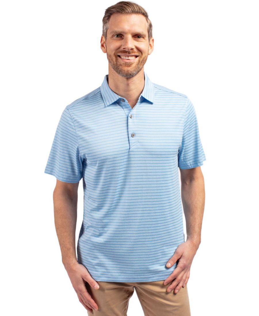 

Футболка-поло Forge Eco Heather Stripe Stretch Recycled Polo Shirt больших размеров Cutter & Buck, Atlas heather