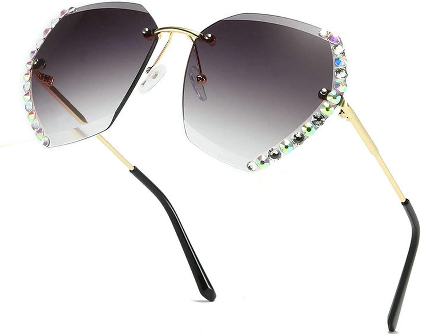 

COTIA 2022 Винтажные модные солнцезащитные очки большого размера без оправы для женщин, украшенные бриллиантами и стразами, ретро-квадратные солнцезащитные очки для женщин, Grey