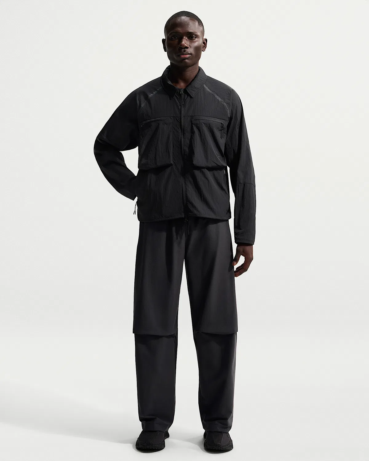 Мужская длиннорукавная рубашка Nike Tech, Black/Black — фото 4