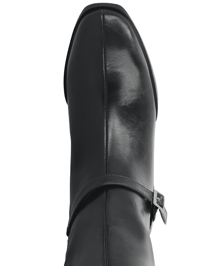 Женские ботинки Rhianah Tru Comfort из пеноматериала со стандартным наборным каблуком и квадратным носком до середины икры Journee Collection, черный — фото 4