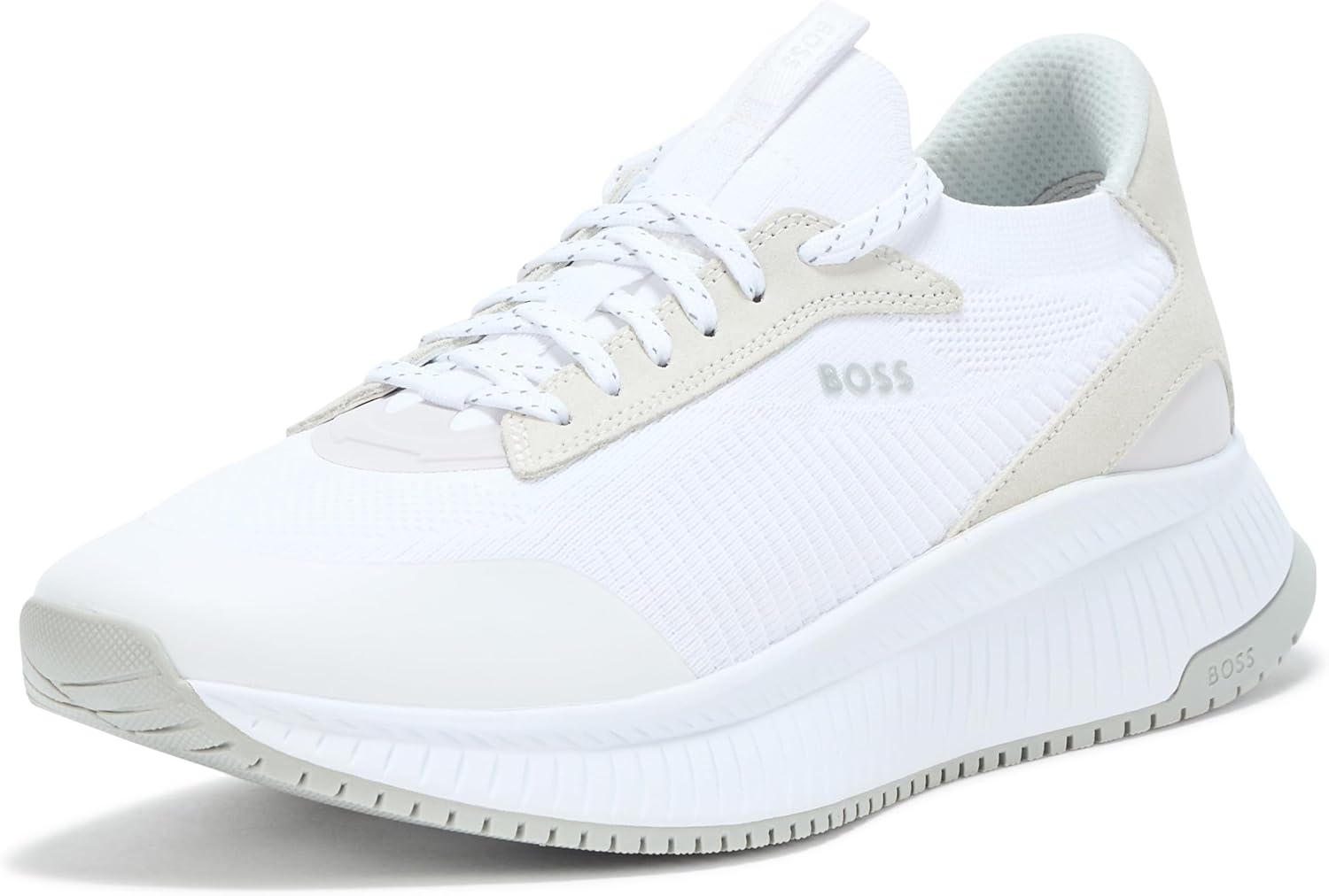 

BOSS мужские современные кроссовки для бега с вязаной структурой, White Bone