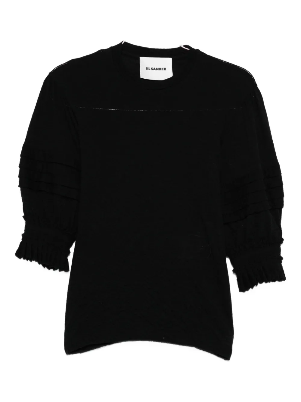 

Топ с плиссировкой на рукавах JIL SANDER, черный