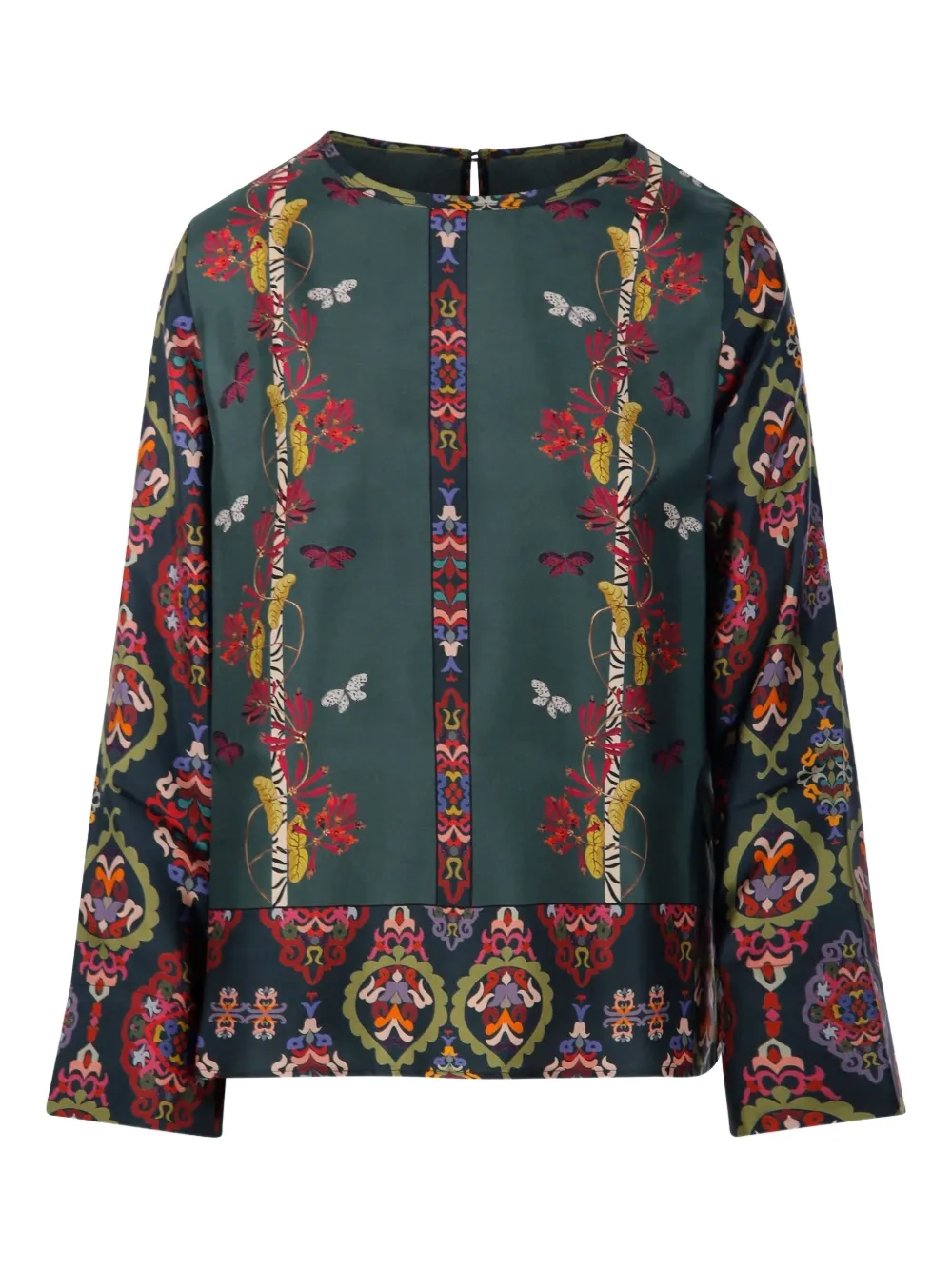 

Блузка с принтом "цветы и бабочки" Franco Ferrari, зеленый