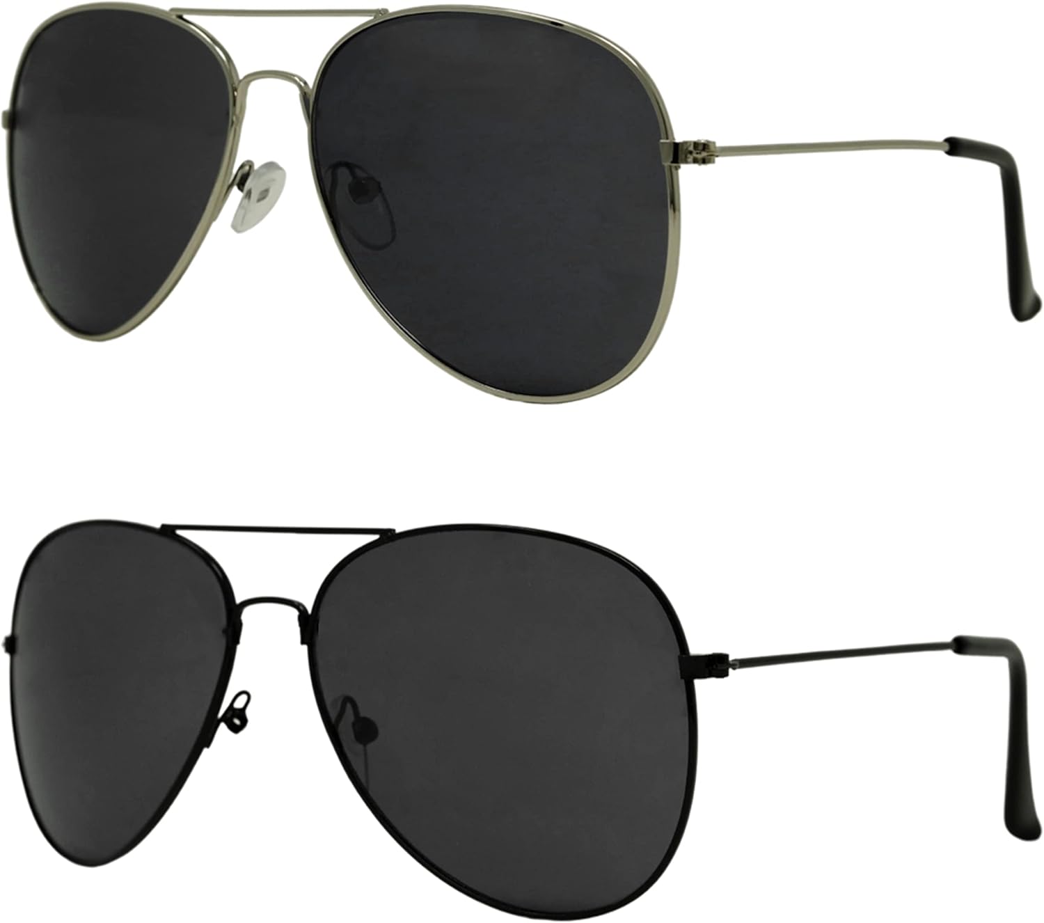 

Стильные солнцезащитные очки Funky Junque для женщин и мужчин, в стиле «авиатор», классические, ретро, ​​винтажные, большие, круглые, зеркальные, с защитой от УФ-излучения, черные, 2 Pack: 1 Black/Smoke & 1 Silver/Smoke