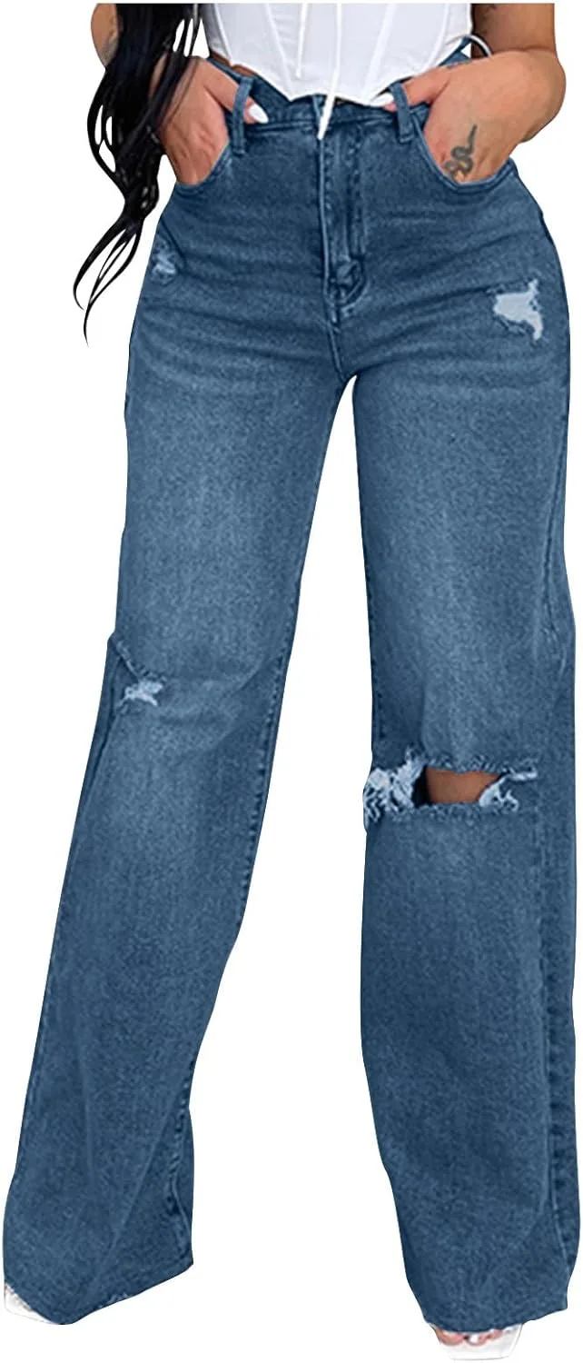 

Женские джинсы деним loose fit flare wide leg