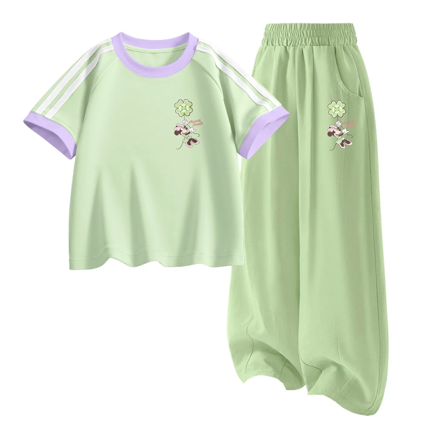 Детский спортивный костюм Casual Sportswear 2 Piece Set Disney, Di Four-Leaf Clover K Milk Green+Di Four-Leaf Clover K Vanilla Green