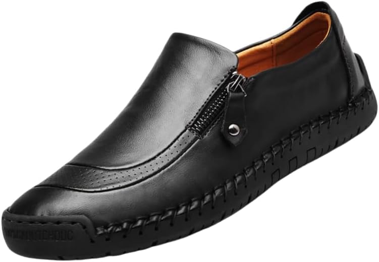 

Мужские лоферы большого размера с отстрочкой по краю, мягкой резиновой подошвой, удобные для деловой и модной одежды, подходят для ежедневных прогулок и вождения Hoalox, черный