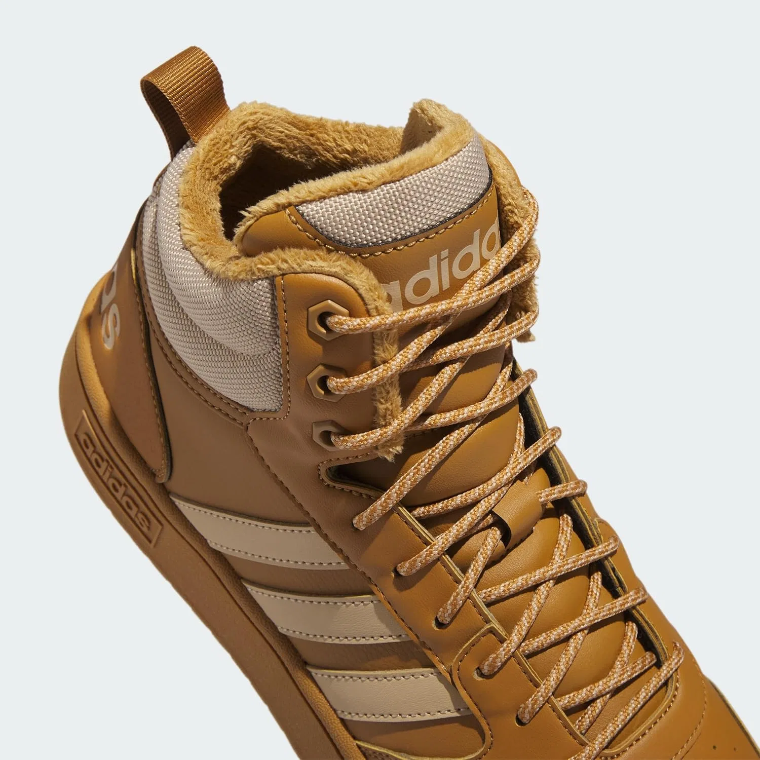 Мужские баскетбольные кроссовки Adidas Hoops 3.0 Mid Lifestyle Classic с меховой подкладкой, зимние, Mesa Magic Beige Mesa — фото 4