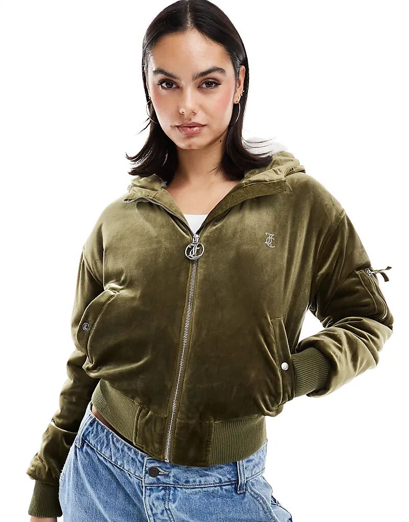 

Темно-зеленая меховая куртка райделл Juicy Couture