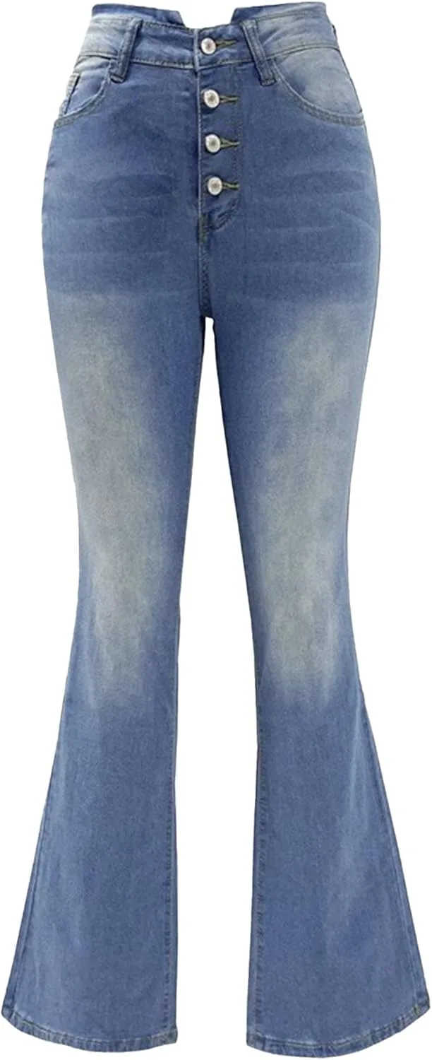 

Женские джинсы с расклешенным низом, высокая посадка, эластичные