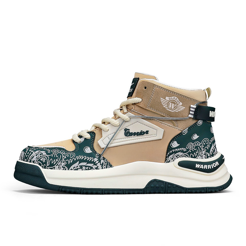 

Мужские высокие повседневные кроссовки с амортизацией, противоскользящим покрытием и увеличенной высотой для отскока WARRIOR, хаки бежевый темно-зеленый