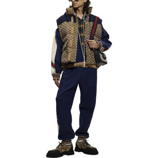 Жилет gg canvas down vest with detachable hood 'beige navy' Gucci, бежевый — фото 3