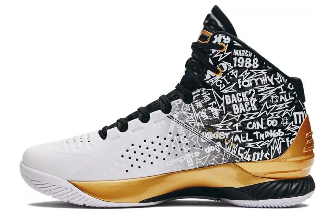 

Баскетбольные кроссовки Curry 1 мужские высокие белые/черные Under Armour