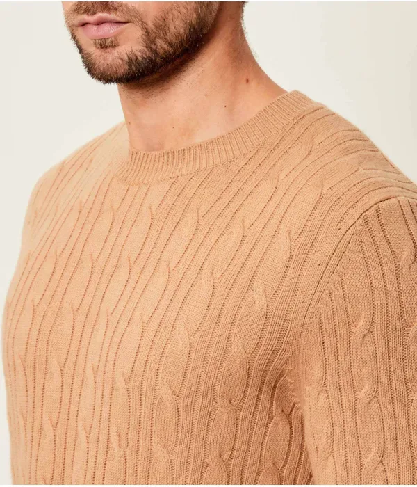 Шерстяной свитер H-Hetico regular fit Boss, бежевый — фото 4